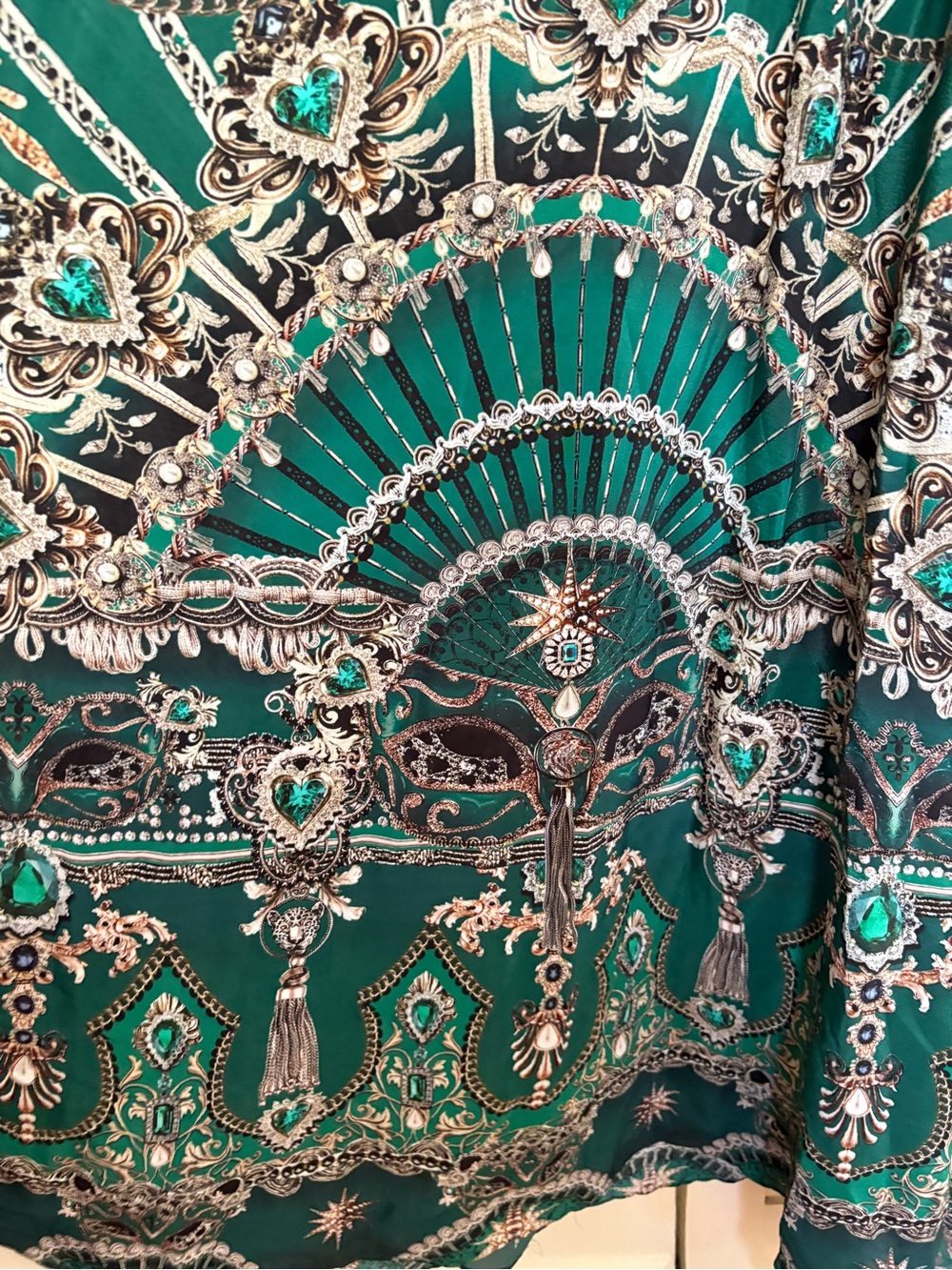 Camilla “A Venice Veil” Embellished Silk Maxi Gown Dress Emerald Green XL - Picture 12 of 15